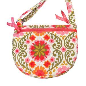 Vera Bradley Folkloric Print Quilted Saddle Up Shoulder Bag Purse Retired Pink